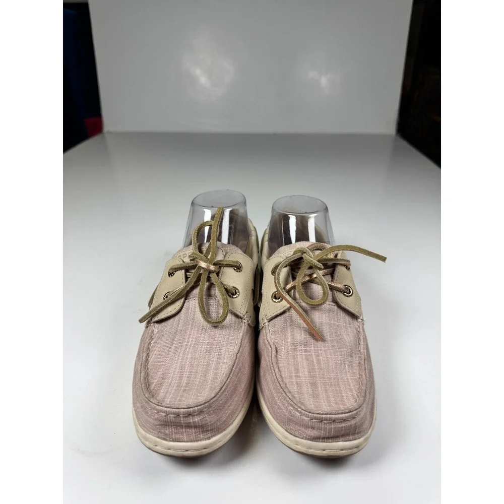 Sperry Koifish STS86519 Womens 7.5 Linen Pink Sparkle Moc Toe Lace Up Boat Shoes
